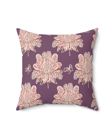 Pink Floral Butterflies 16" x 16" Faux Suede Square Pillow