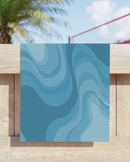 Sky Blue Wavey Beach Towel, 18" x 27"
