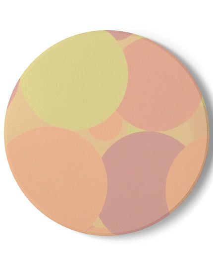 Pastel Hot Peach Patches 4" x 4" Round Ceramic Coaster