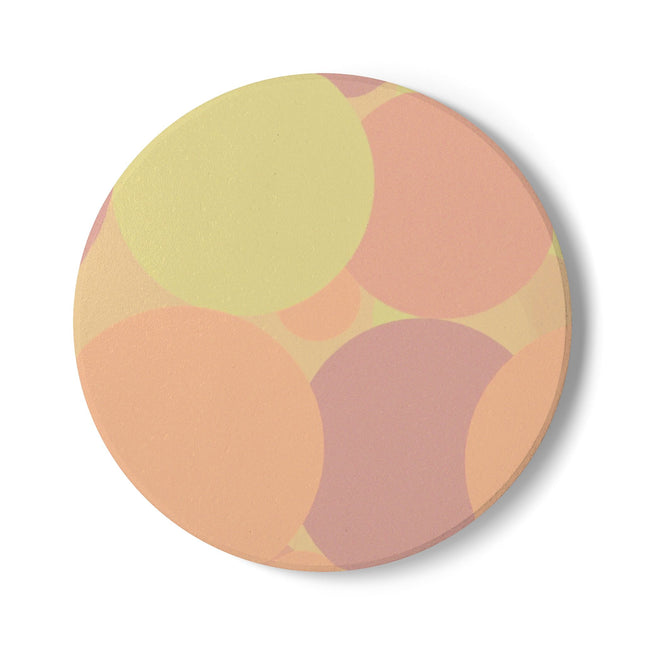 Pastel Hot Peach Patches 4" x 4" Round Ceramic Coaster