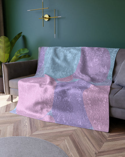 Pastel Purple and Mauve Patches 50" x 60" Crushed Velvet Blanket