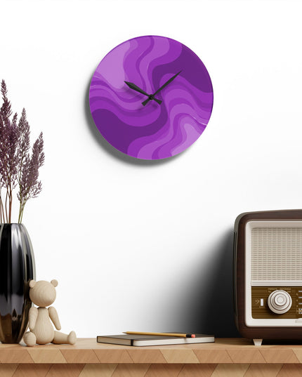 Wavey Purple Wavey 10.75" x 10.75" Round or Square Acrylic Wall Clock