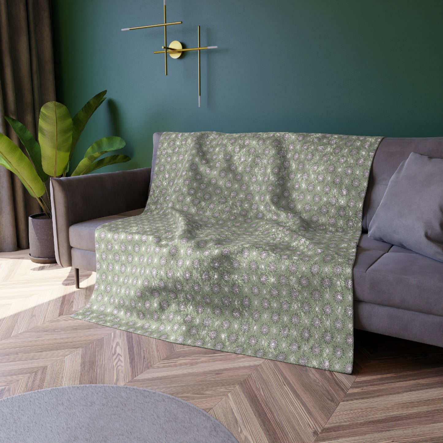 Olive Star-crossed Bodies Crushed Velvet Blanket, 50" x 60"