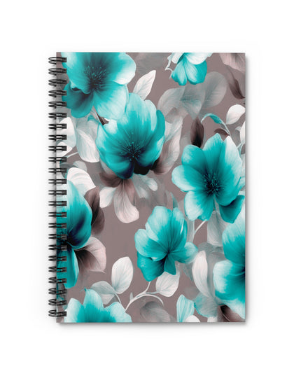 Tif Green Gray Floral Bunch Spiral Notebook - Ruled Line, 6" x 8", 118 pages