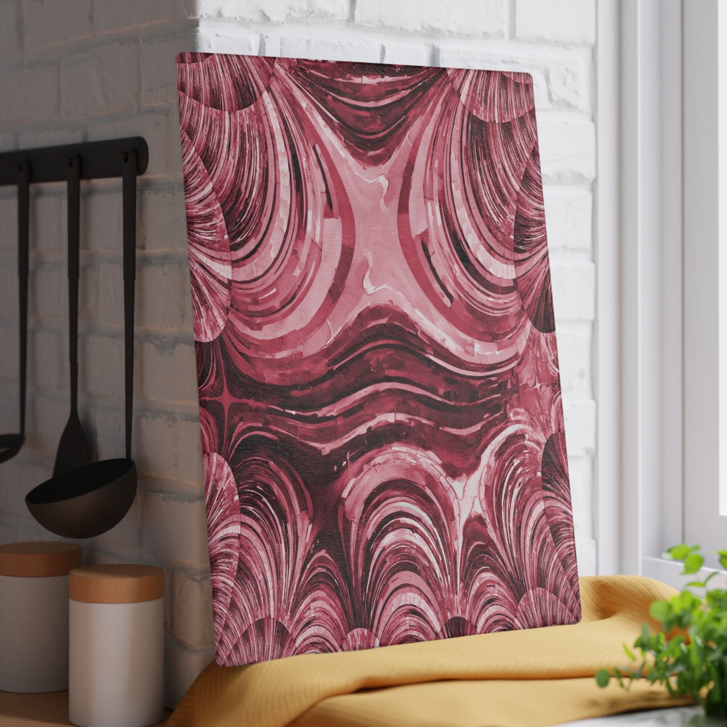 Uzi Spiral Ruby 11" x 15" Glass Cutting Board