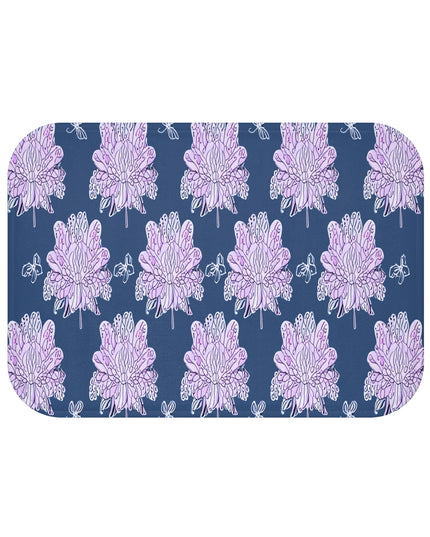 Purple White Floral Butterflies 24" x 17" Bath Mat