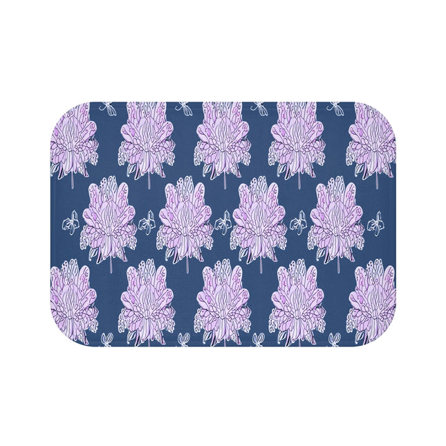 Purple White Floral Butterflies 24" x 17" Bath Mat