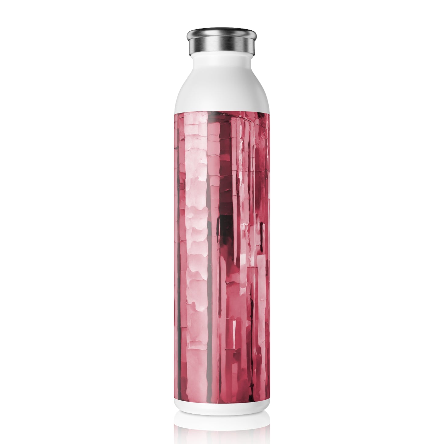 Striped Ruby Slim Water Bottle, 20 oz White