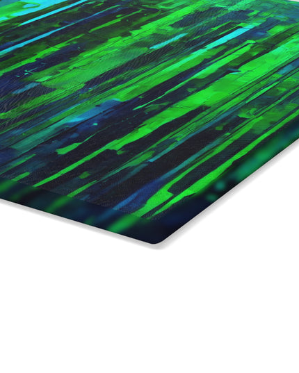 Striped Blue Green 11" x 15" Glass Cutting Board