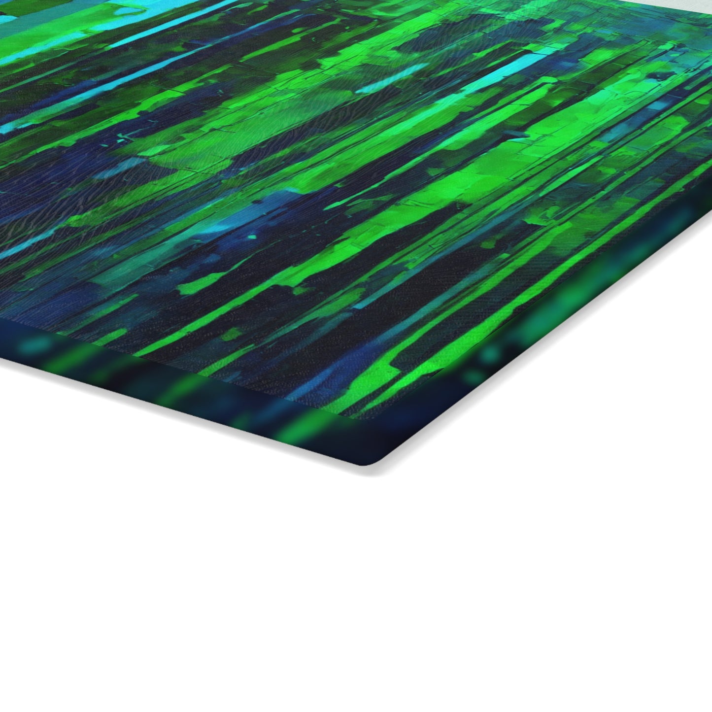 Striped Blue Green 11" x 15" Glass Cutting Board