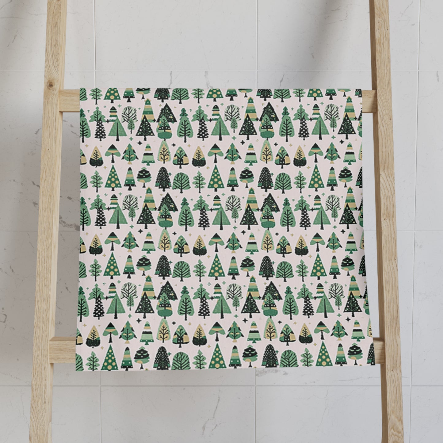 Mini Vintage Green Trees Hand Towel, 16" x 28"