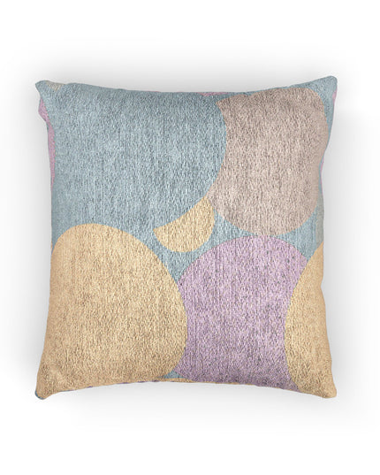 Pastel Baby Blue and Peach Patches Woven Pillow, 17" x 18"