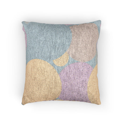 Pastel Baby Blue and Peach Patches Woven Pillow, 17" x 18"