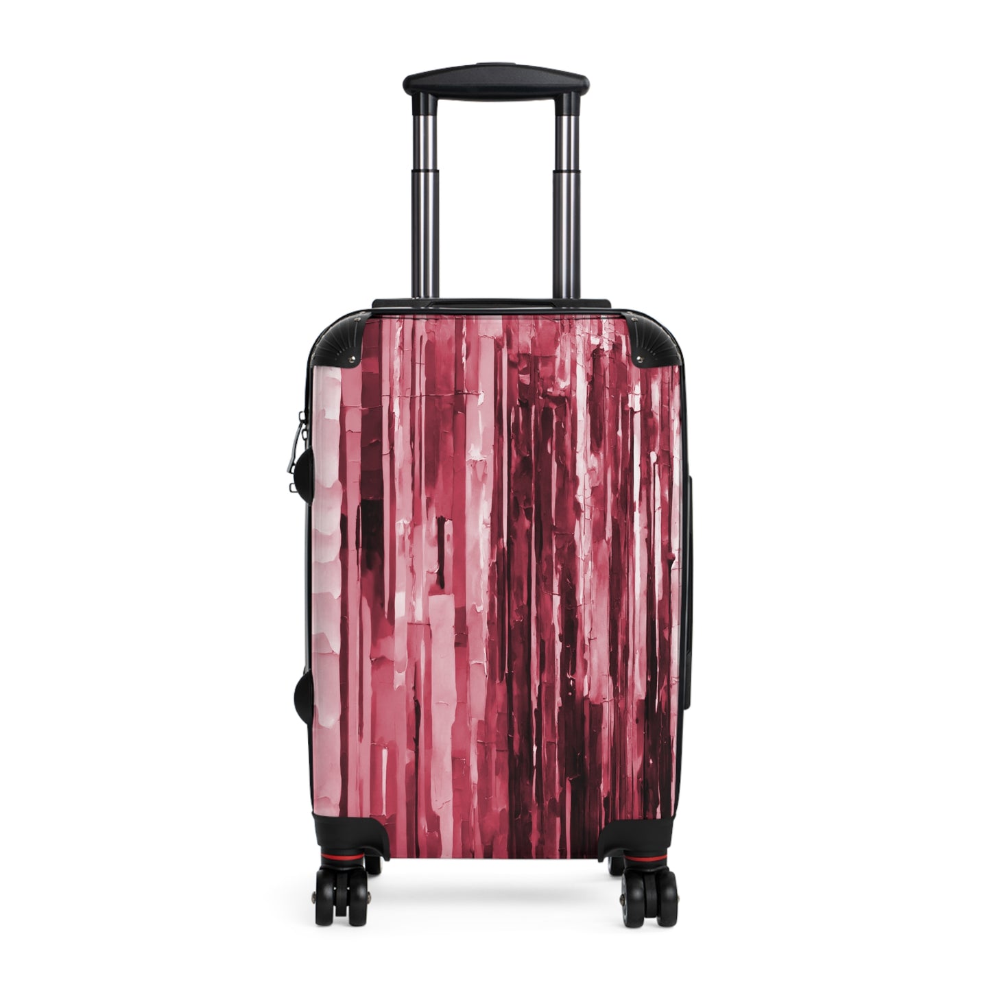 Striped Ruby Small Suitcase with built in lock, 4 double-wheels, telescopic handle, and ABS back hard-shell