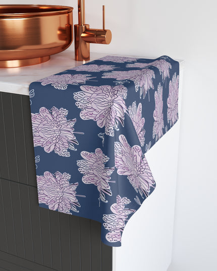 Purple White Floral Butterflies Hand Towel, 16" x 28"