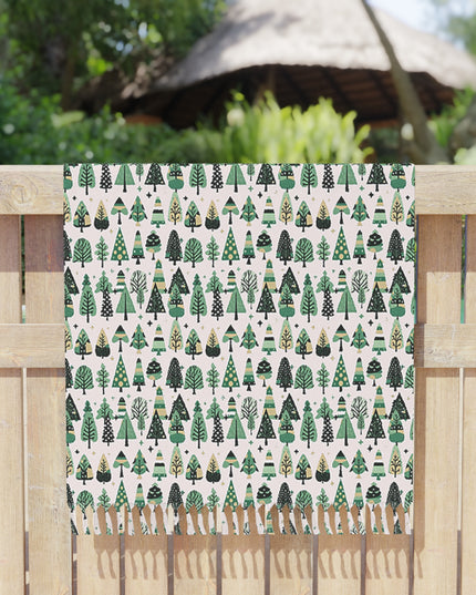 Mini Vintage Green Trees 38" × 81" Boho Beach Cloth