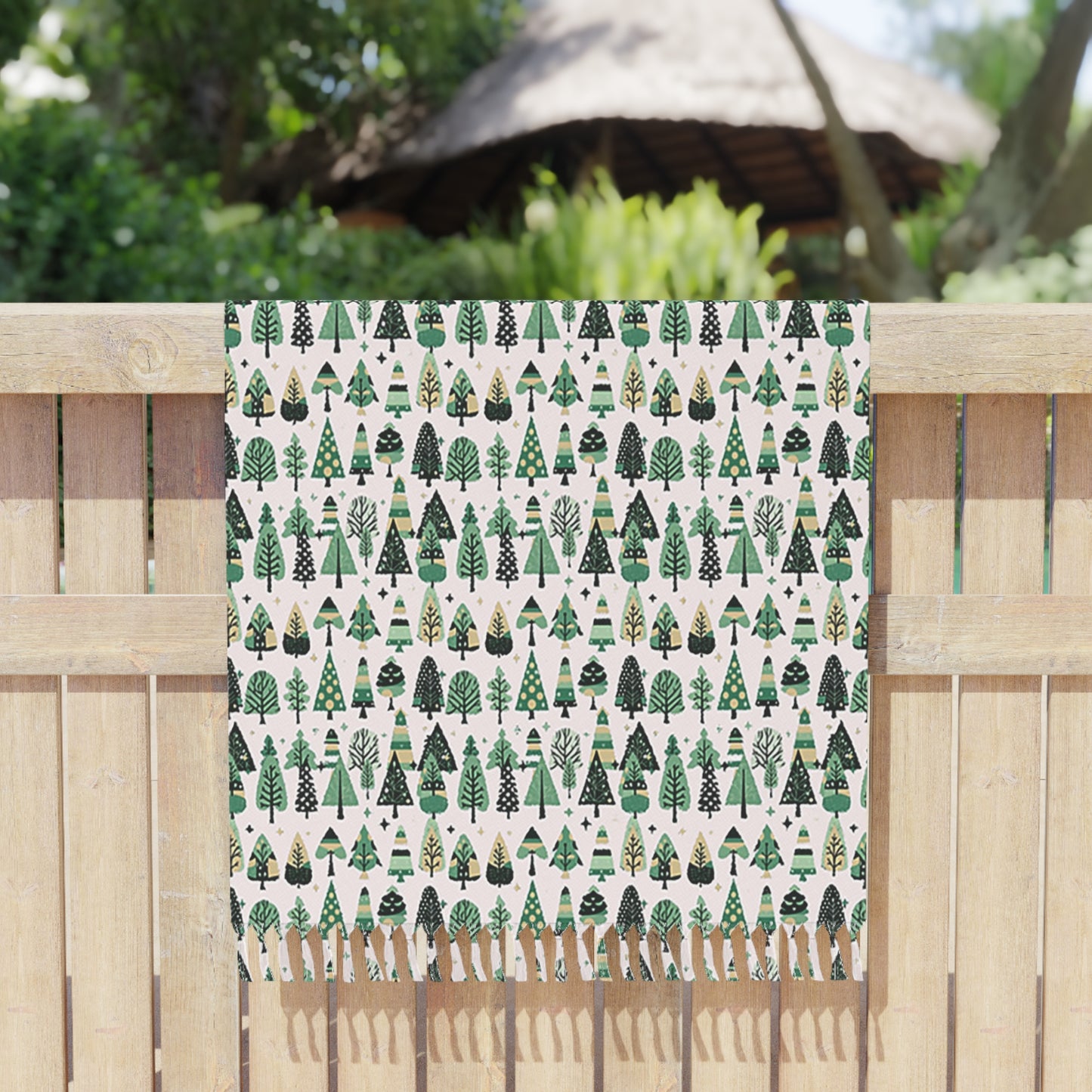 Mini Vintage Green Trees 38" × 81" Boho Beach Cloth
