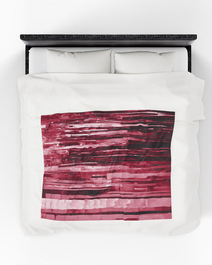 Striped Ruby Velveteen Plush Blanket, 50" x 60"