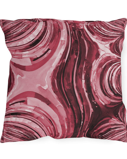 Uzi Spiral Ruby Outdoor Pillow, 18" x 18"