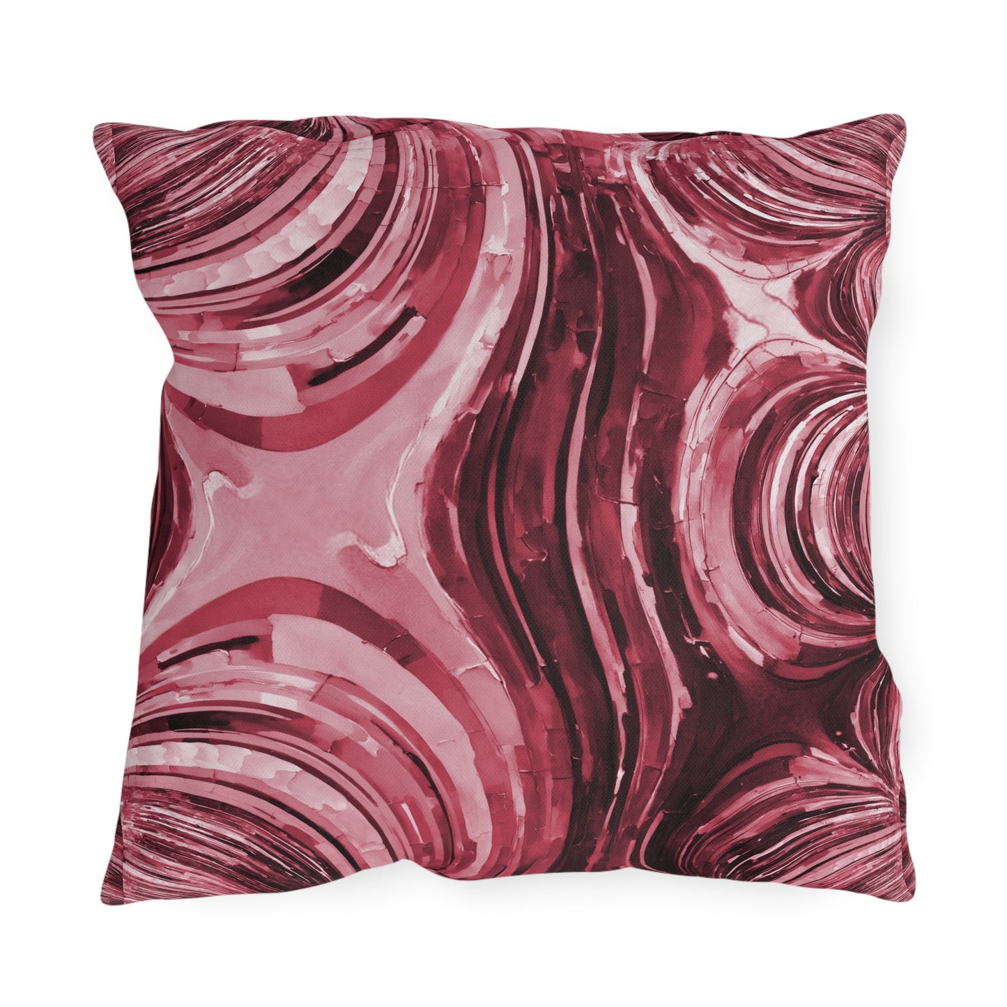 Uzi Spiral Ruby Outdoor Pillow, 18" x 18"