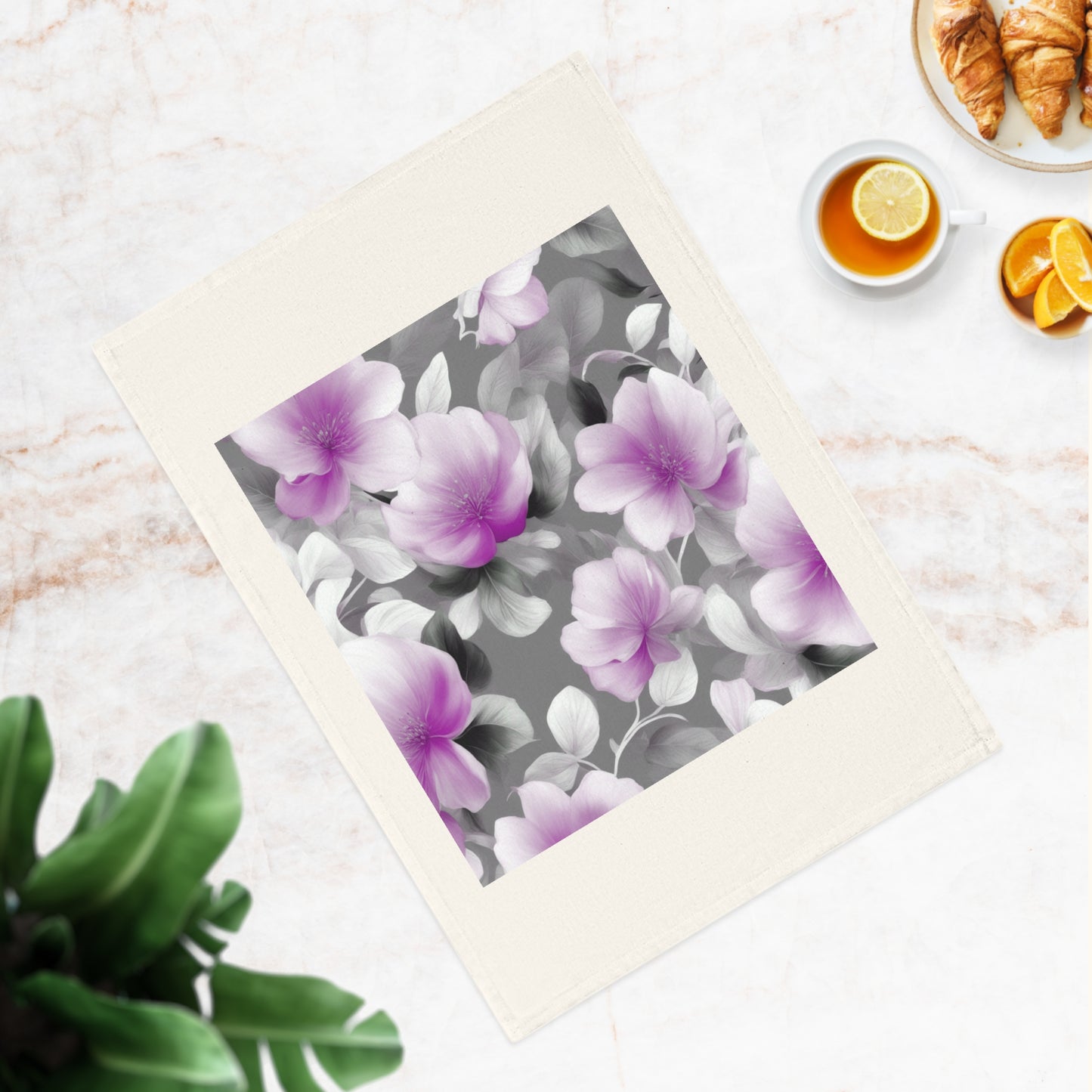 Purple Blossom Floral Bunch Cotton Tea Towel 19.6" x 27.5"