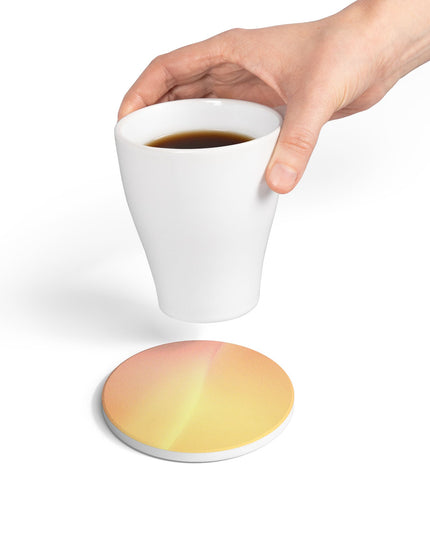 Hot Peach Fade 4" x 4" Round Ceramic Coaster