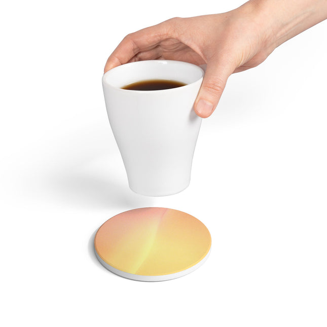 Hot Peach Fade 4" x 4" Round Ceramic Coaster