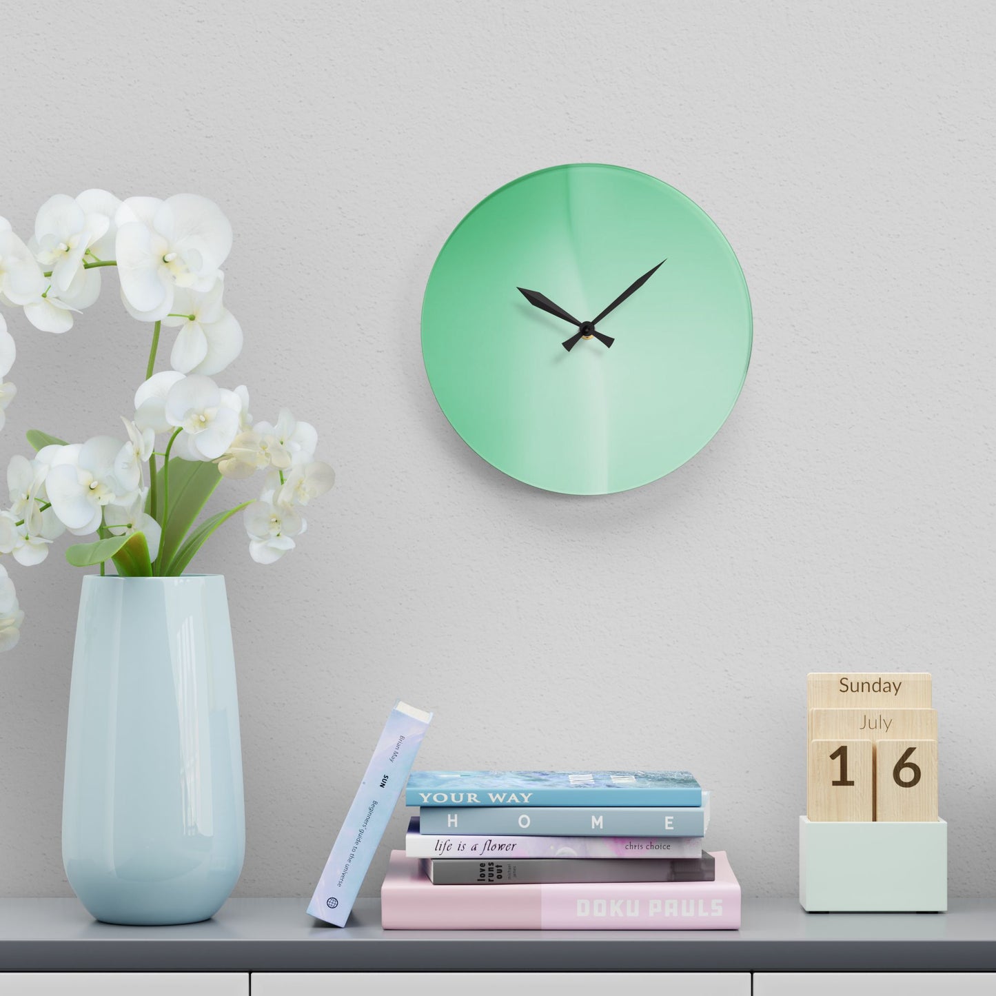 Mint Fade Acrylic Wall Clock, Round or Square, 10.75" x 10.75"