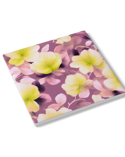 Lemon Blossom Floral Bunch Square Ceramic Coaster, 4" x 4"