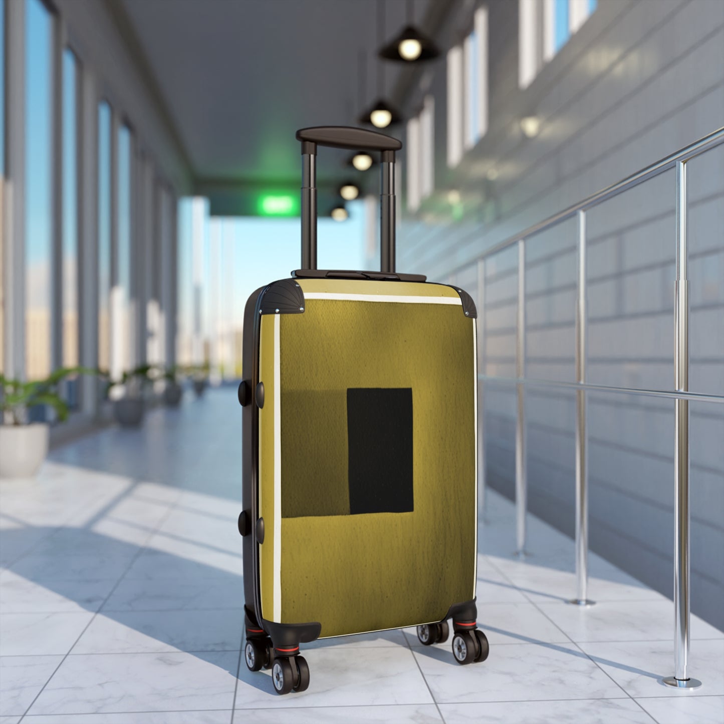 Tan Shadow Small Suitcase with built in lock, 4 double-wheels, telescopic handle, and ABS back hard-shell