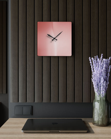 Rose Red Fade Acrylic Wall Clock, Round or Square, 10.75" x 10.75"