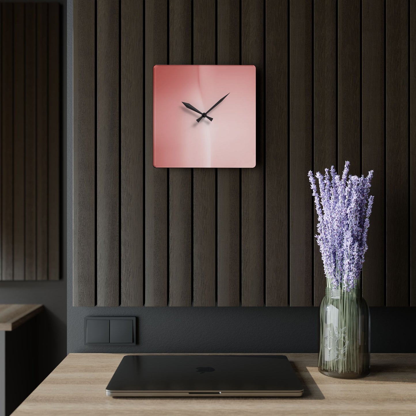 Rose Red Fade Acrylic Wall Clock, Round or Square, 10.75" x 10.75"