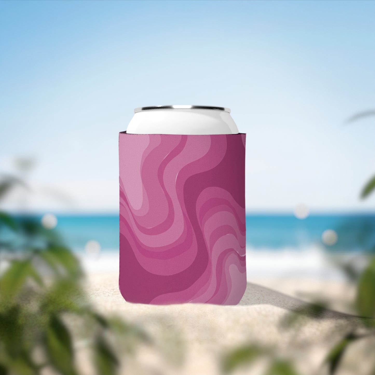 Pinky Mauve Wavey 12 oz Can Cooler Sleeve