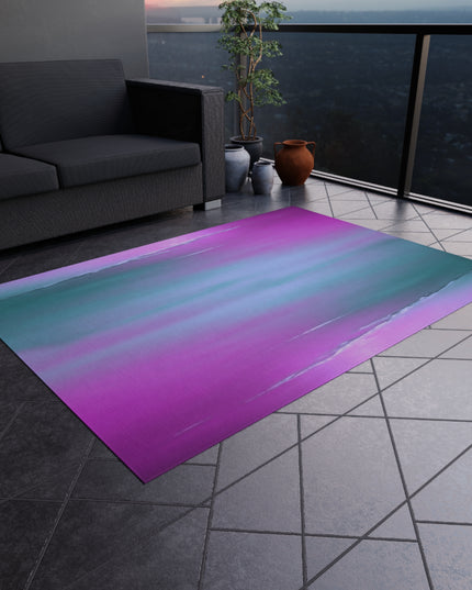 Dark Blue Green Sea Purple Fog Outdoor Rug, 60" x 84"