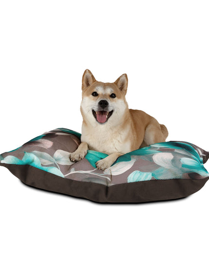 Tif Green Gray Floral Bunch Pet Bed, 40" × 30"