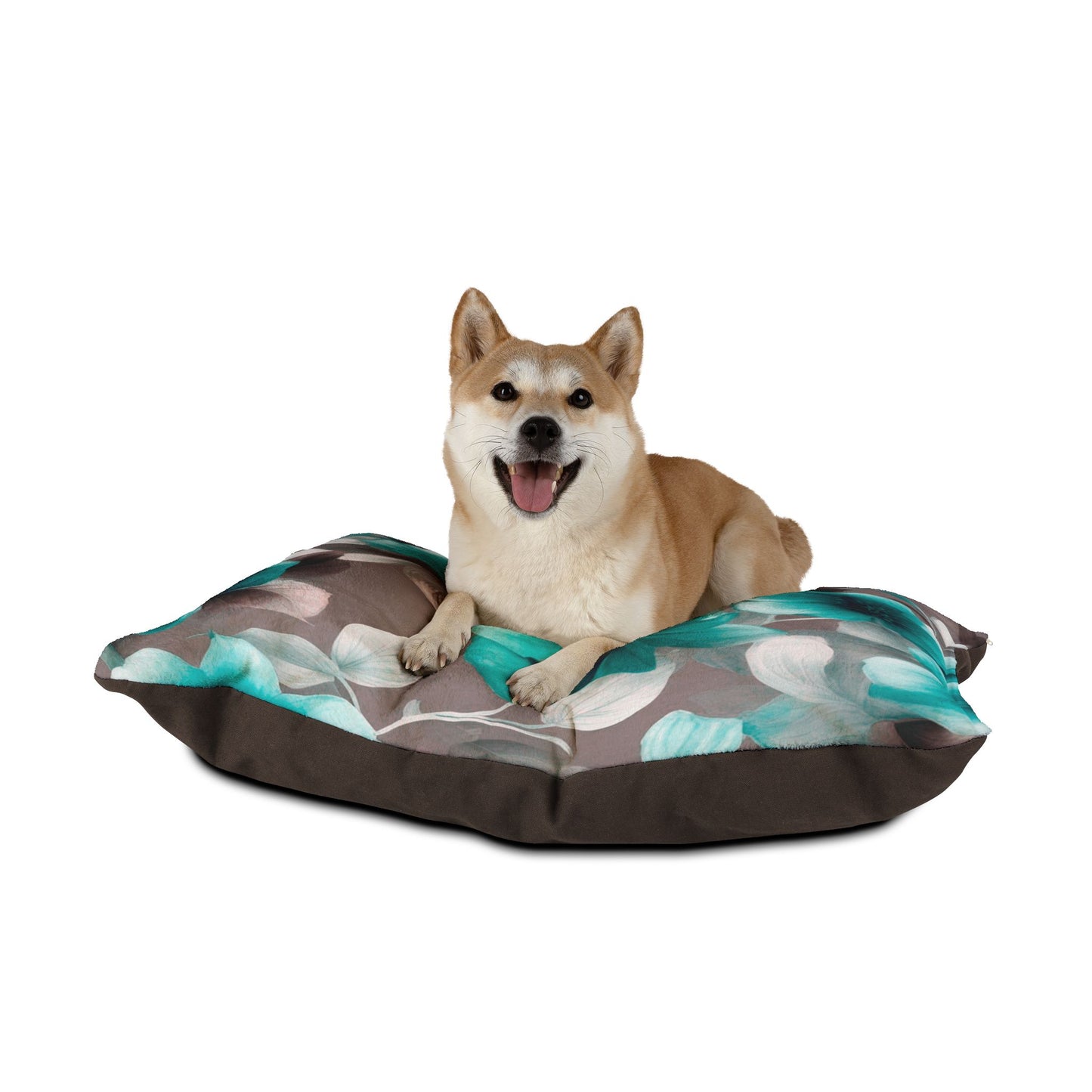 Tif Green Gray Floral Bunch Pet Bed, 40" × 30"
