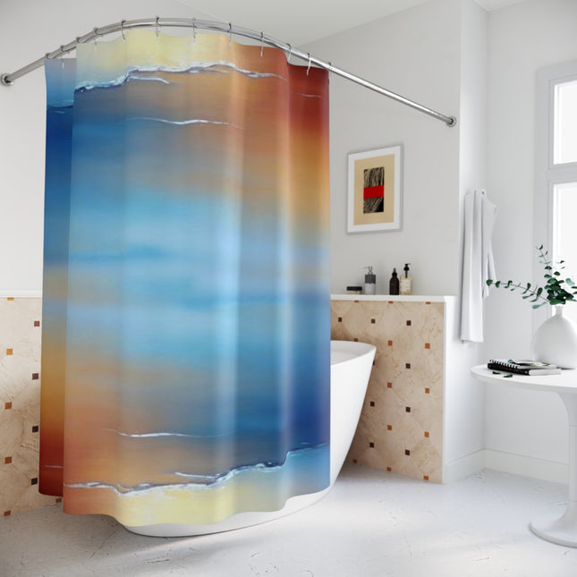 Blue Sea Red Orange Fog Shower Curtains, 71" x 74"