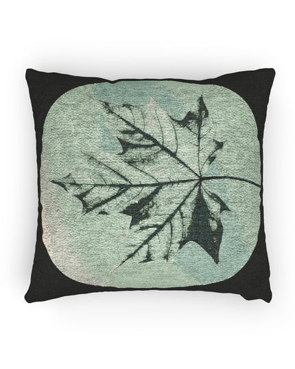 Mint Green Maple Leaf Woven Pillow, 17" x 18"