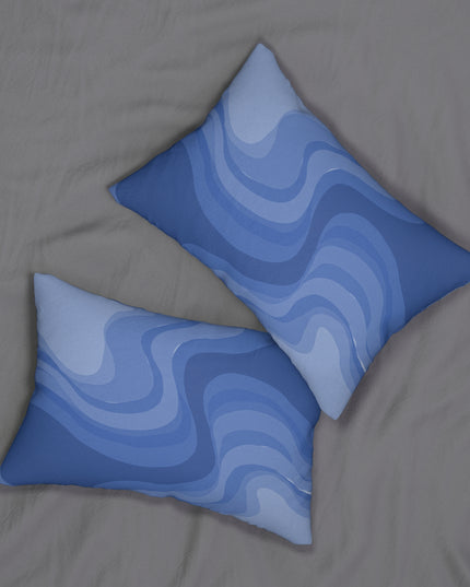 Deep Blue Wavey Spun Polyester Lumbar Pillow, 20" x 14"