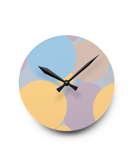 Pastel Baby Blue and Peach Patches Acrylic Round Wall Clock, 8" x 8"