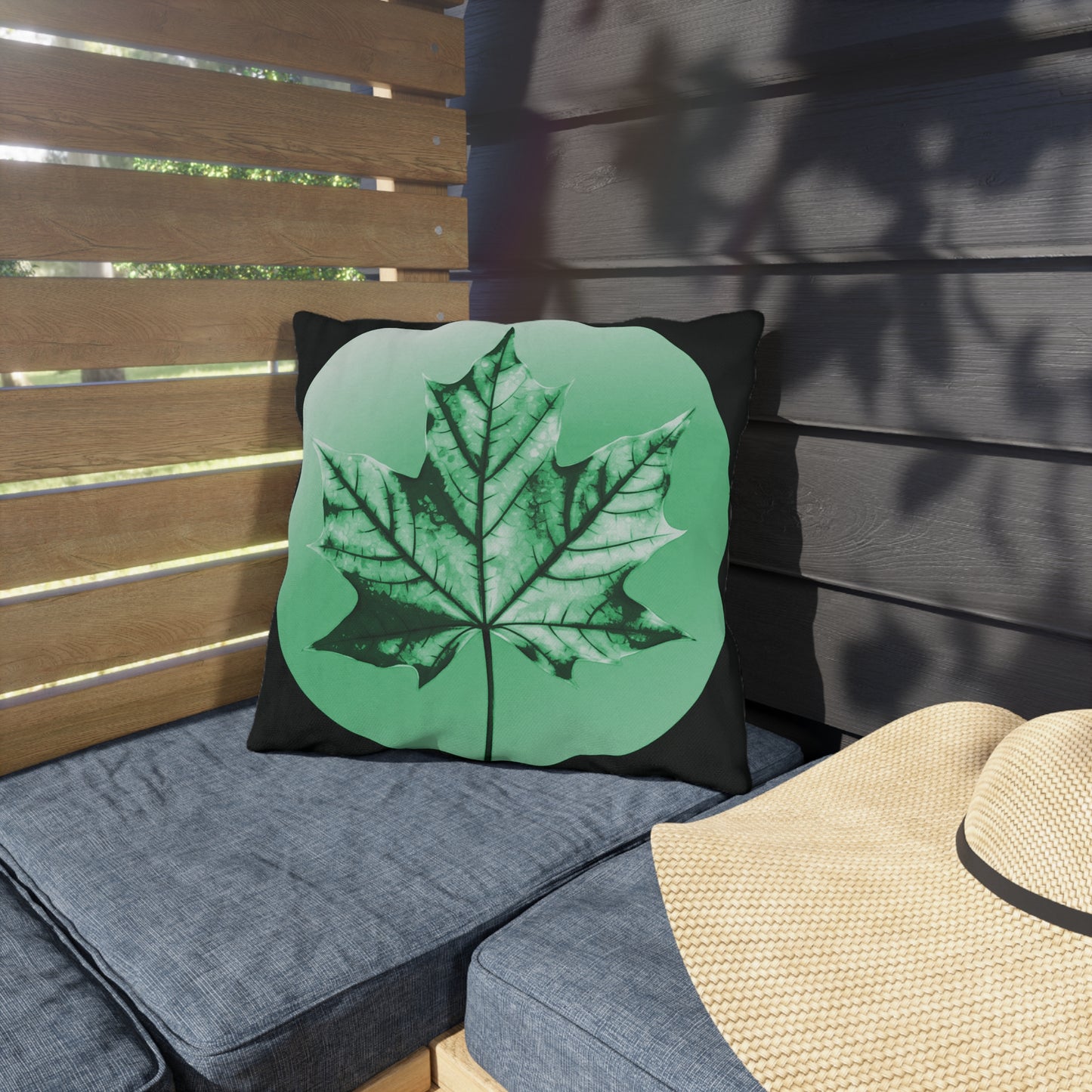 Mint Green Maple Leaf 16" x 16" Outdoor Pillow
