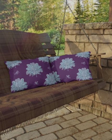 Blue Floral Butterflies 20" x 14" Outdoor Pillow
