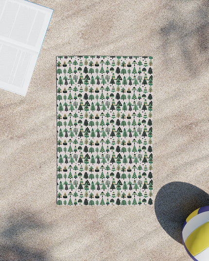 Mini Vintage Green Trees Beach Towel, 18" x 27"