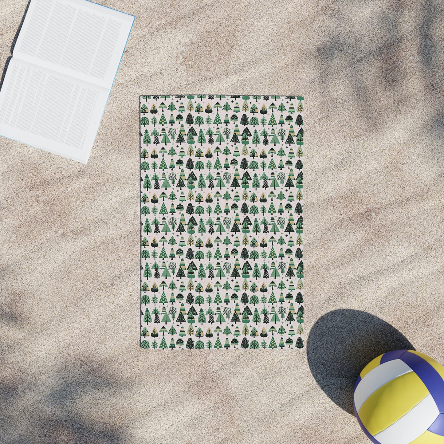 Mini Vintage Green Trees Beach Towel, 18" x 27"