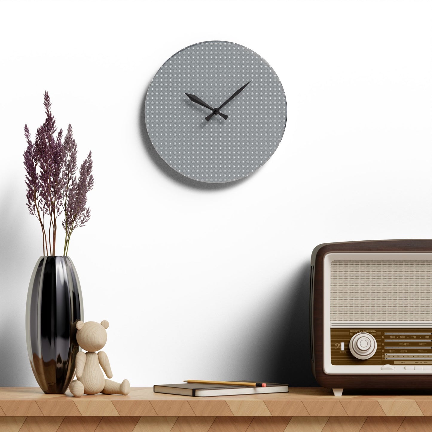 Desaturated Star-crossed Bodies Acrylic Wall Clock, Round or Square, 10.75" x 10.75"