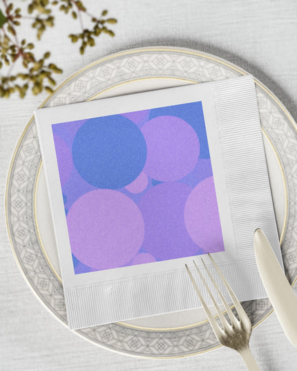 Pastel Purple Family Patches White Coined Napkins, 6.5" x 6.5"