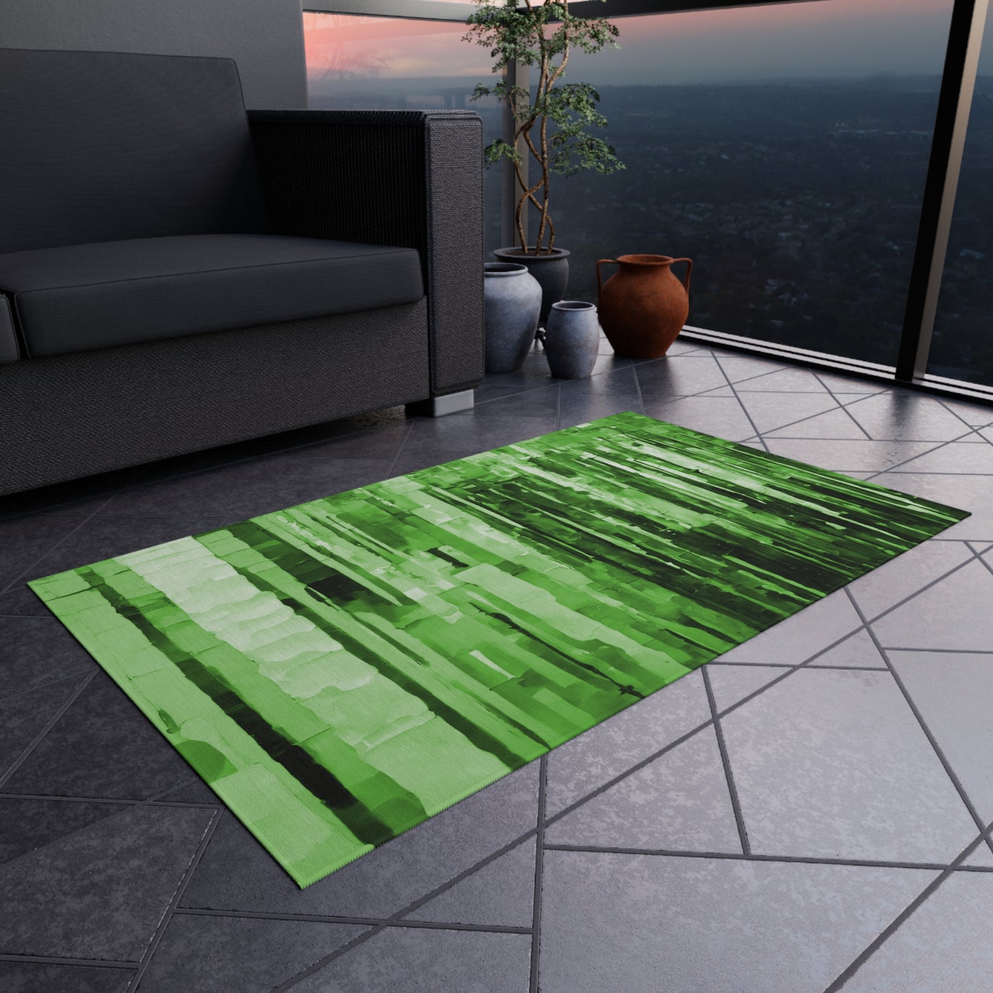 Striped Mint Pastel 36" x 60" Outdoor Rug