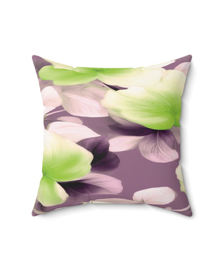 Lime Lavender Floral Bunch Faux Suede Square Pillow, 16" x 16"