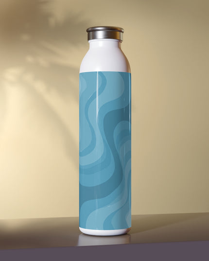 Sky Blue Wavey Slim Water Bottle, 20 oz White