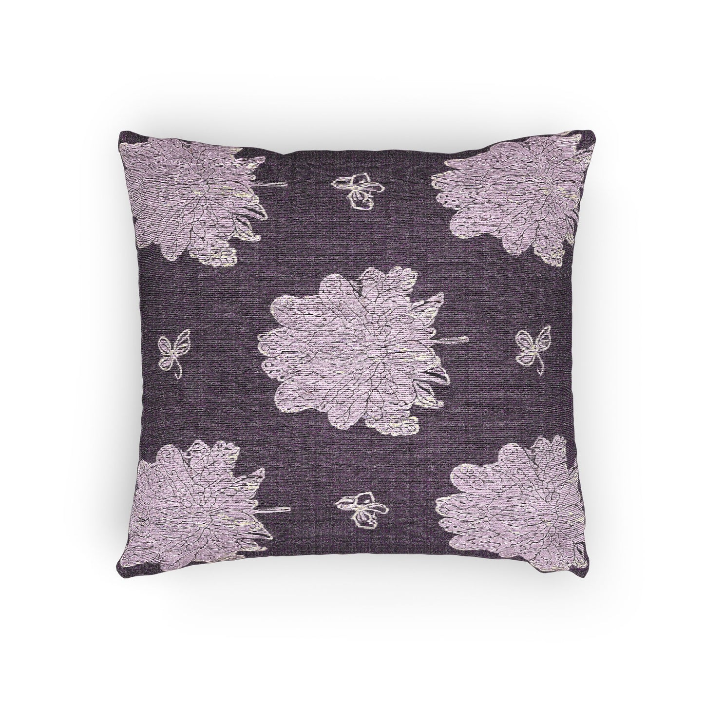 Magenta Floral Butterflies Woven Pillow, 17" x 18"